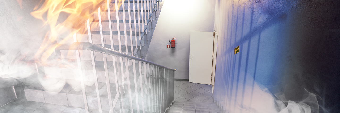 Fire in staircase smoke