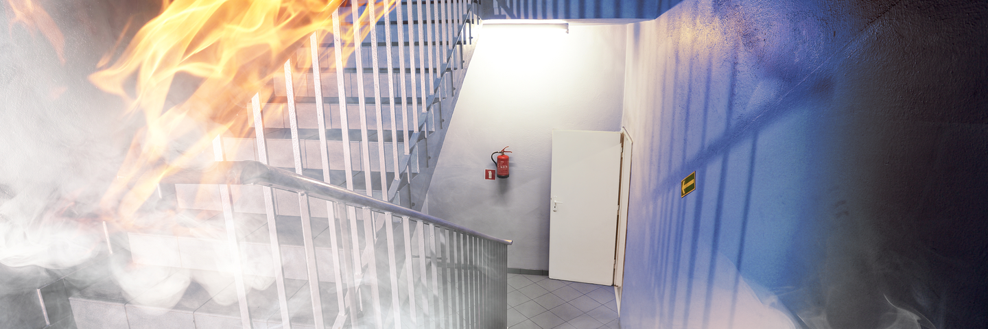 Fire in staircase smoke
